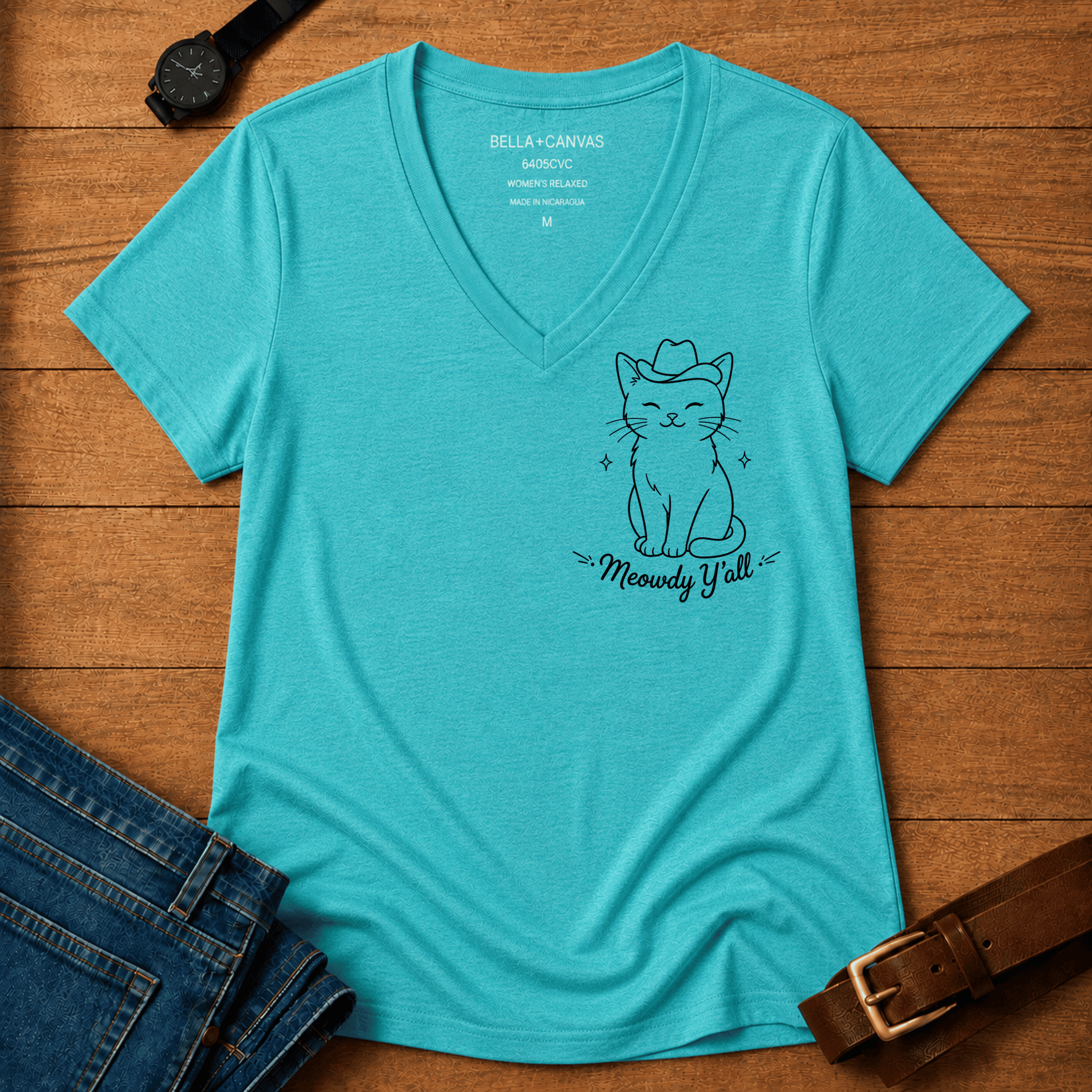 Meowdy Line Art Women's v-neck t-shirt